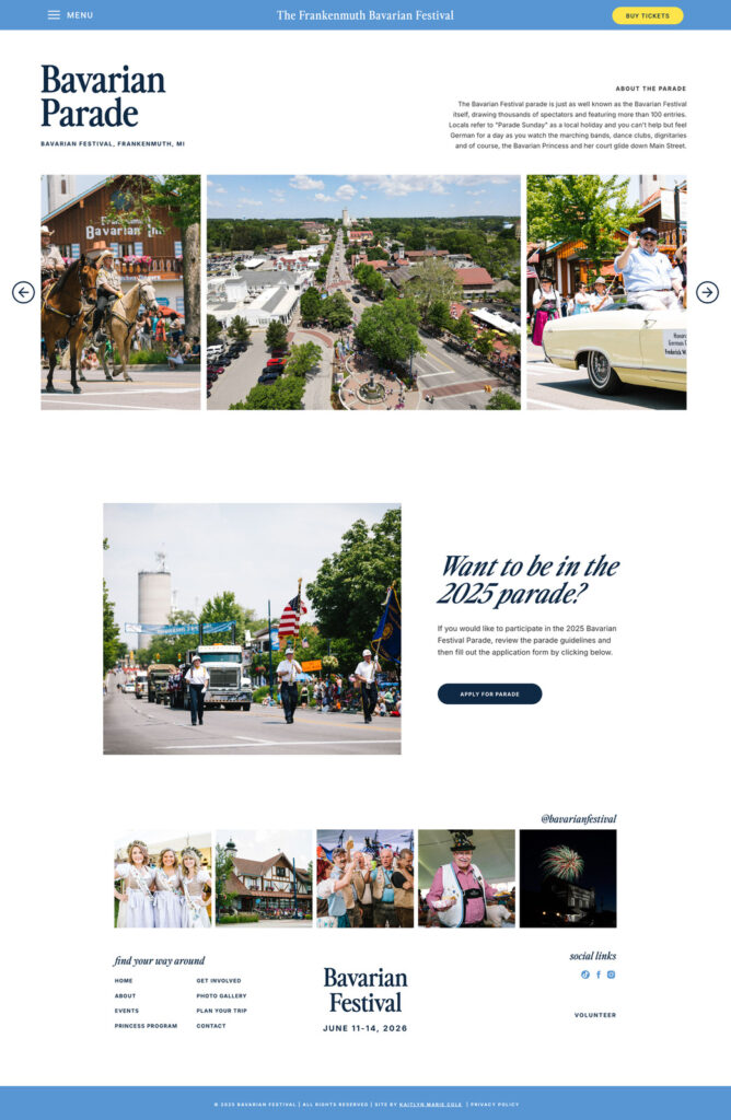 a screen share of the photo gallery website page for the Frankenmuth Bavarian Festival